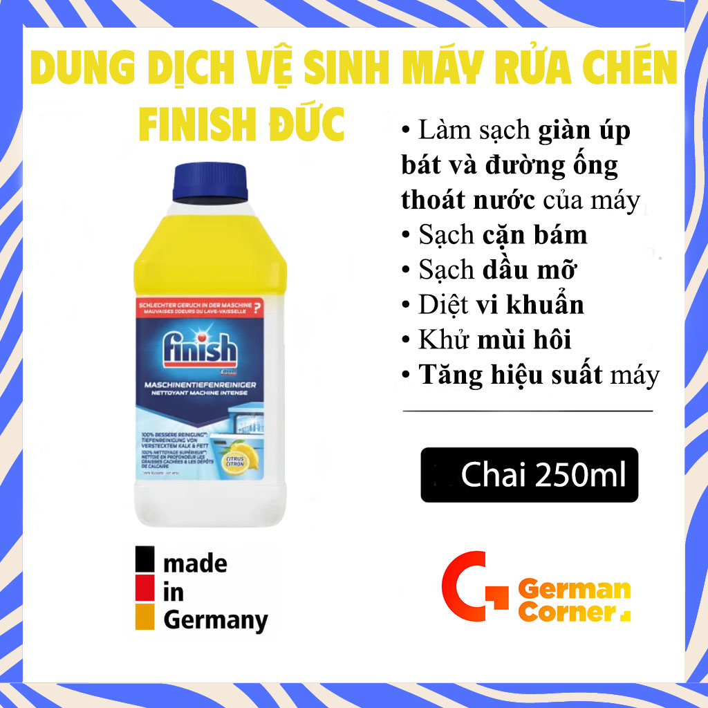 Dung dịch vệ sinh máy rửa bát finish 250ml - german corner hàng đức nội địa