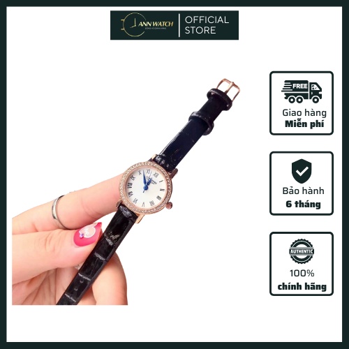 [Hàng Cao Cấp+Bảo Hành 5 năm] Đồng Hồ Nữ Longiness Dây Da Mặt Đính Đá Thời Trang - Ann Watch - A22