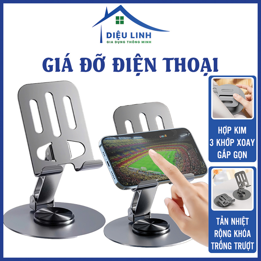 Giá Đỡ Điện Thoại Máy Tính Bảng Xoay 360 Hợp Kim Nhôm, Chịu Lực Tốt, Chắc Chắn Có Thể Gấp Gọn Phù Hợp Với Điện Thoại, Máy Tính Bảng Kệ Điện Thoại Xem Phim Livestream Dieulinhshop