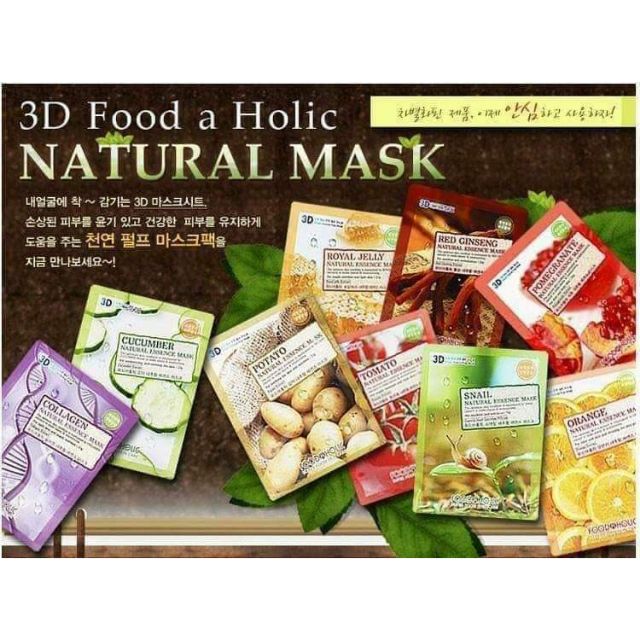 Lẻ 1 miếng mặt nạ 3d food a holic natural mask cam kết sản phẩm đúng mô tả chất lượng đảm bảo an toàn đến sức khỏe người sử dụng