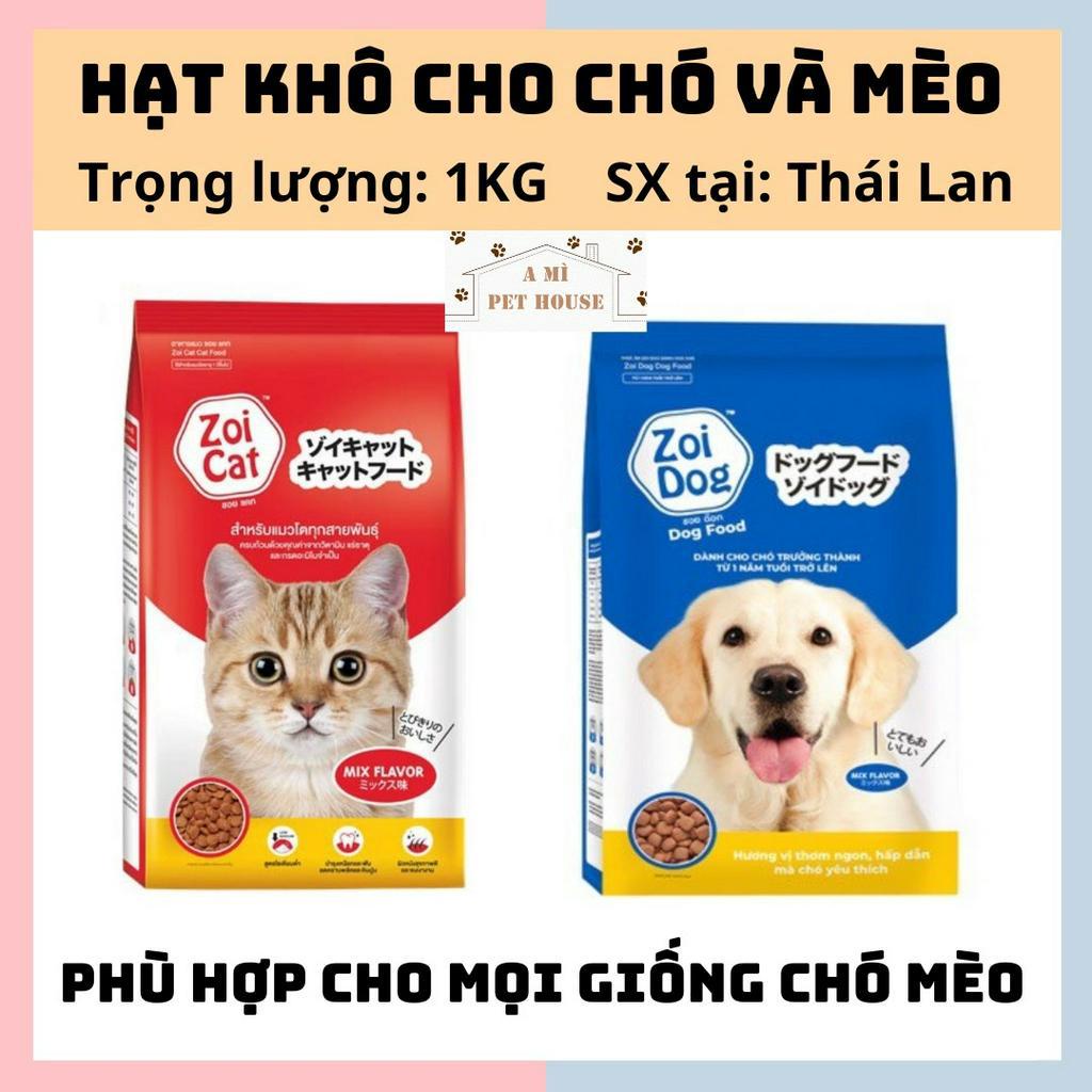 Thức ăn cho chó mèo trưởng thành hạt Zoi Cat , Zoi Dog - Gói 1kg hương vị hỗn hợp