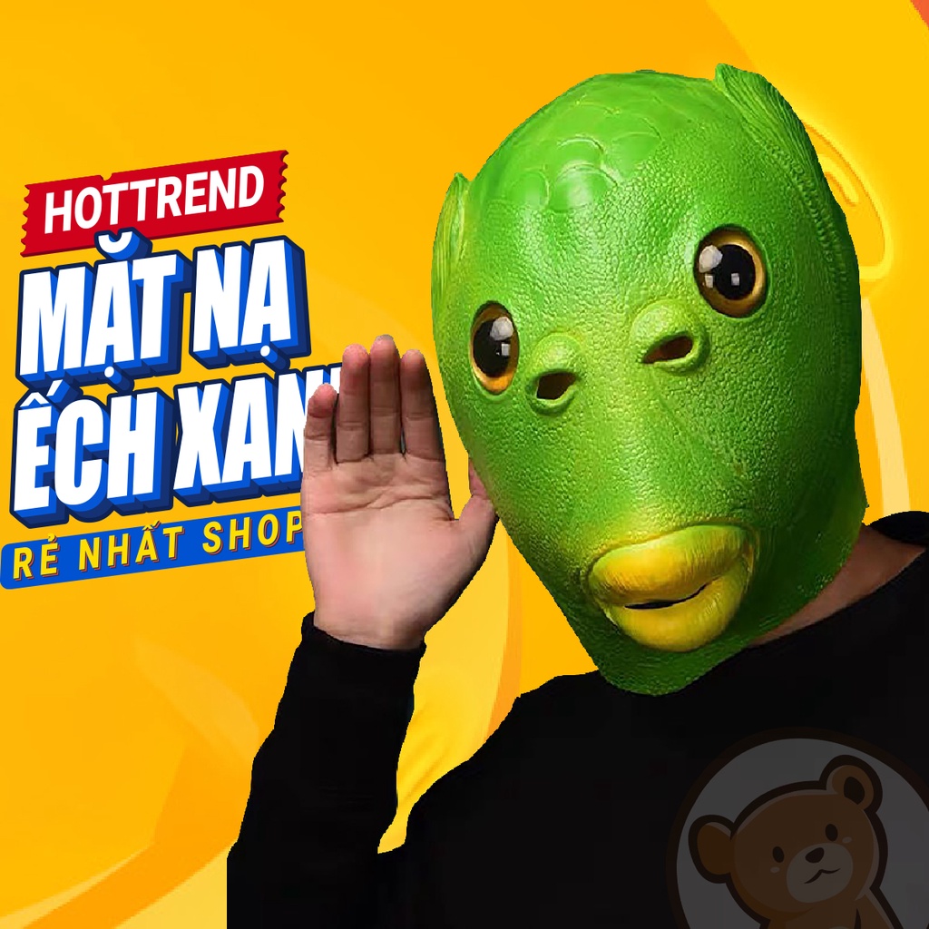Mặt nạ hóa trang hình đầu cá xanh - Mặt Nạ Đầu Cá Xanh Silicon Trùm Đầu Độc Đáo Vui Nhộn Ngochaistore