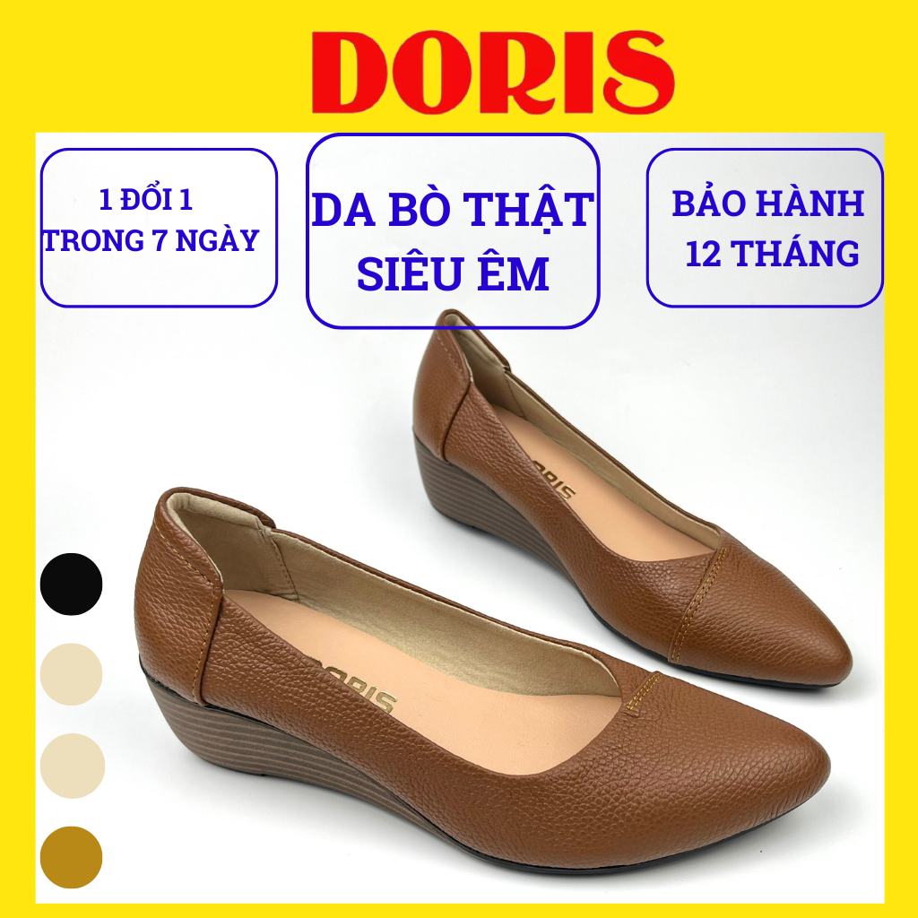 Giày búp bê đế xuồng 5cm Doris DR504 ,da thật mũi nhọn trơn - FORM NHỎ ĐẶT TĂNG 1 SIZE - CÓ BẢO HÀNH -CÓ SIZE 40