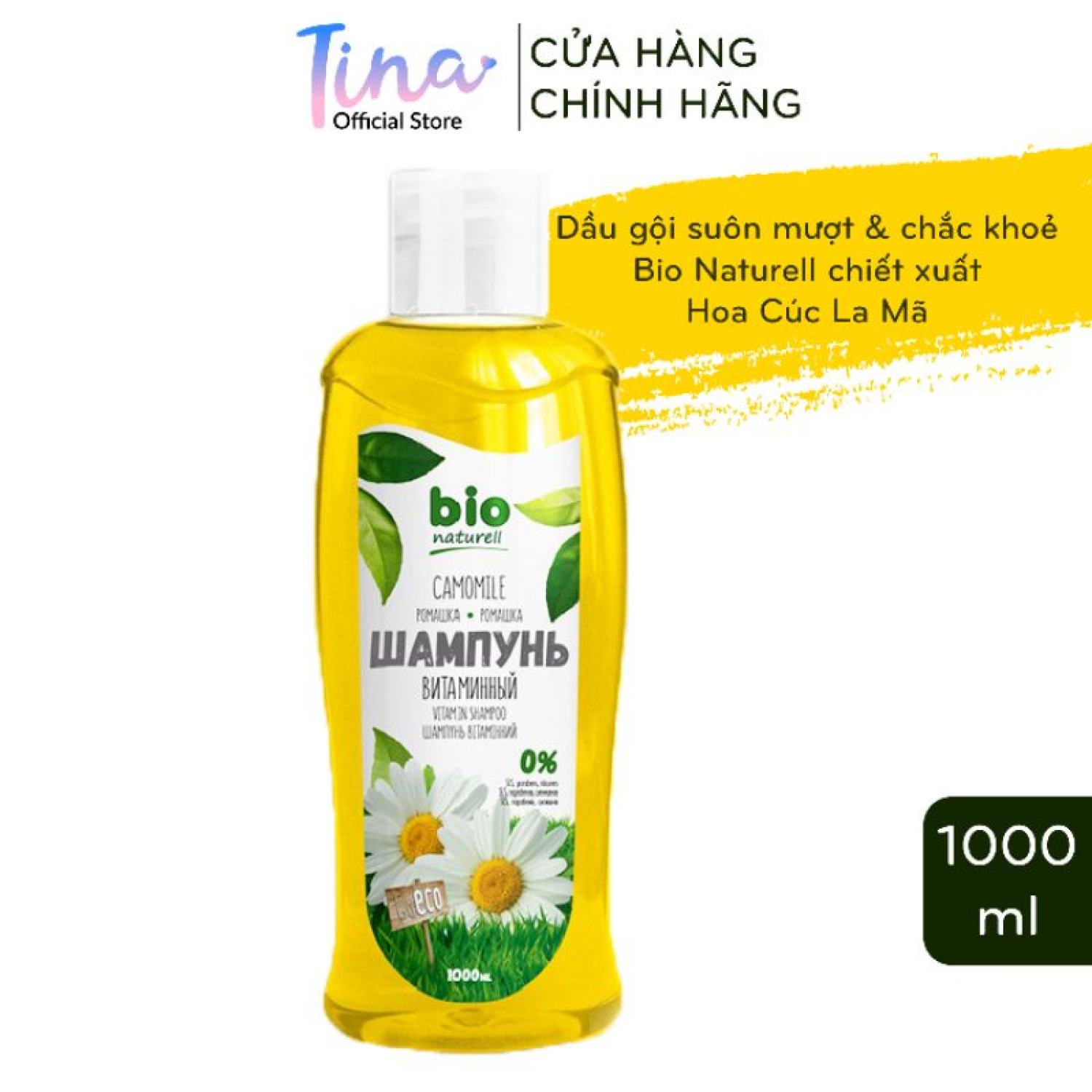 Dầu gội bio naturell suôn mượt & chắc khỏe chiết xuất hoa cúc la mã 1000ml - biotopcare official - tn090