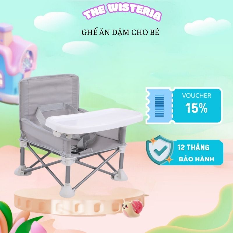 Ghế ăn dặm cho bé gấp gọn cao cấp chất liệu thân thiện với môi trường có chốt chống trượt đai an toàn cho trẻ - ghế ngồi ăn dặm đa năng an toàn cho trẻ kiêm ghế ngồi chơi bàn ăn dặm cho bé đi chơi , đi dã ngoại
