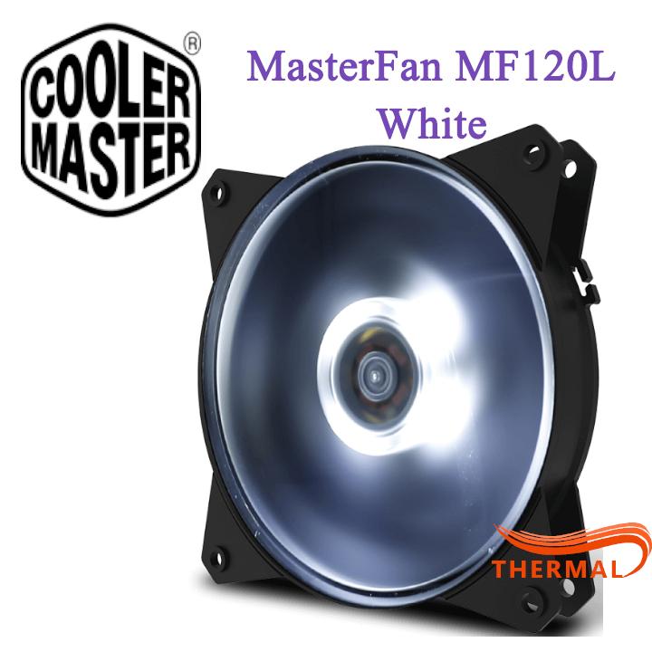Fan case 12cm Cooler Master MasterFan MF120L White - Quạt quay êm, sức gió tốt, hiệu ứng đèn led dịu