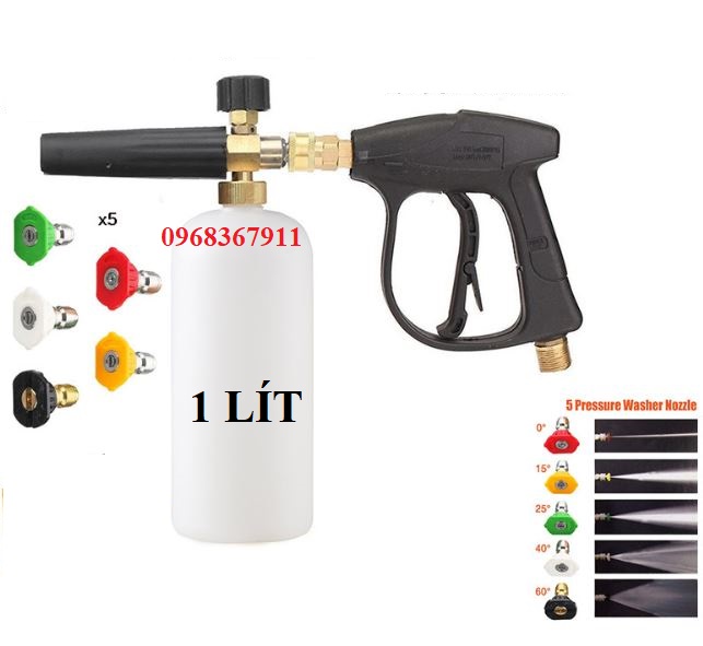 Bộ bình phun bọt tuyết+ súng rửa xe+ béc rửa xe cao áp