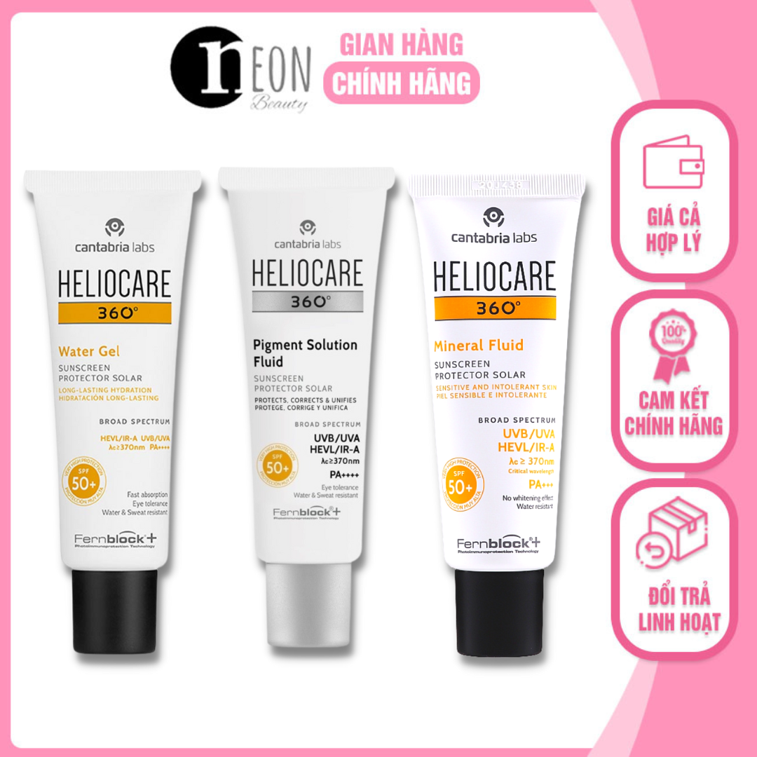 Kem chống nắng heliocare t189 water gel, pigment, mineral, ar emulsion 50ml - neon beauty
