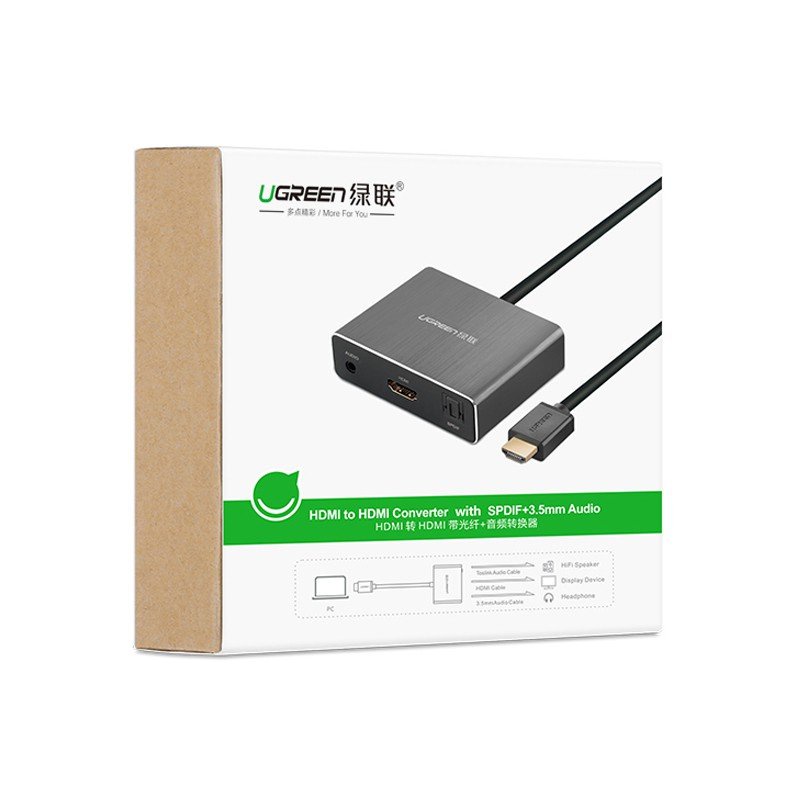 Cáp chuyển HDMI sang HDMI có cổng quang SPDIF 5.1 và audio 3.5mm Ugreen 40281