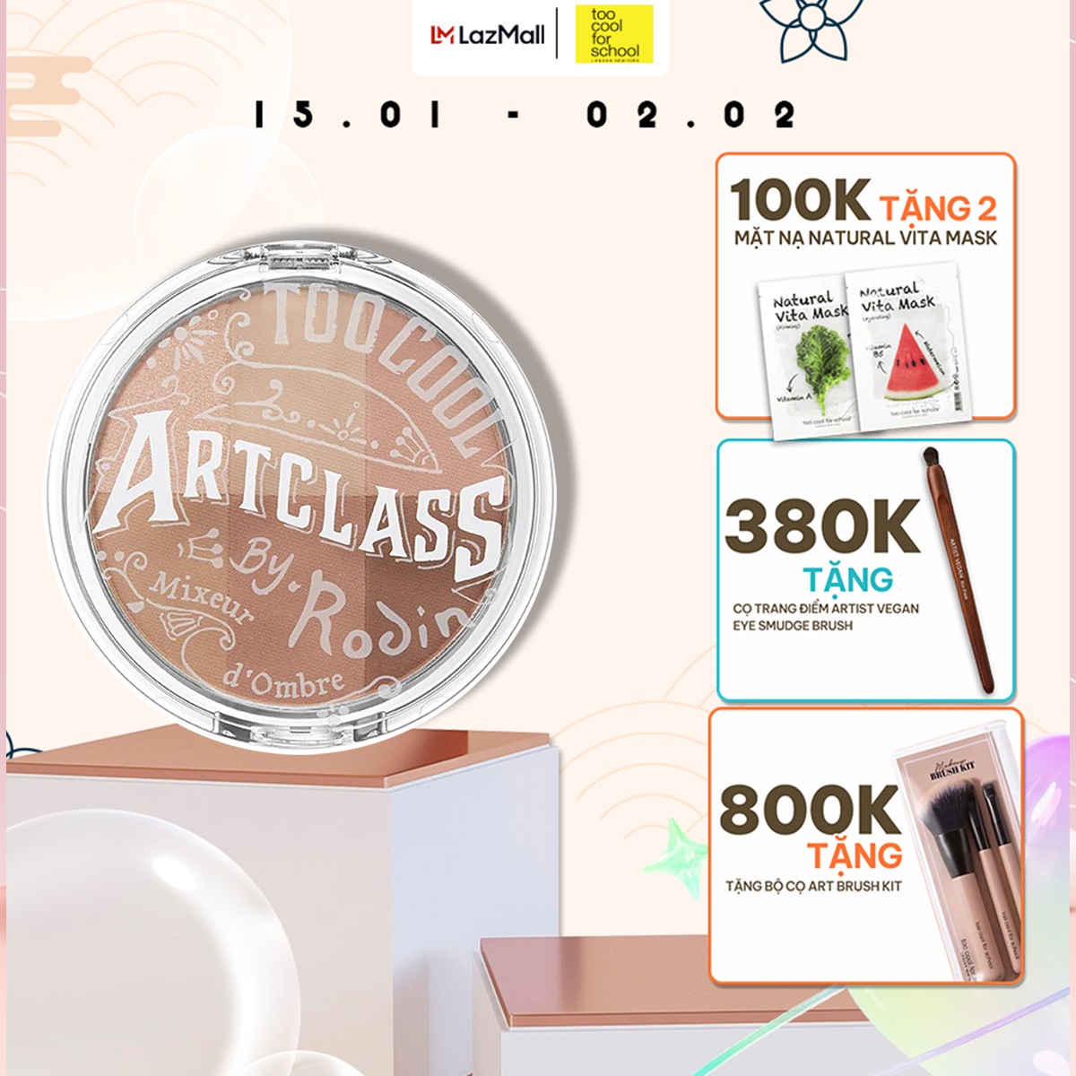 Bảng phấn mắt 6 màu too cool for school artclass by rodin blending eyes 8g