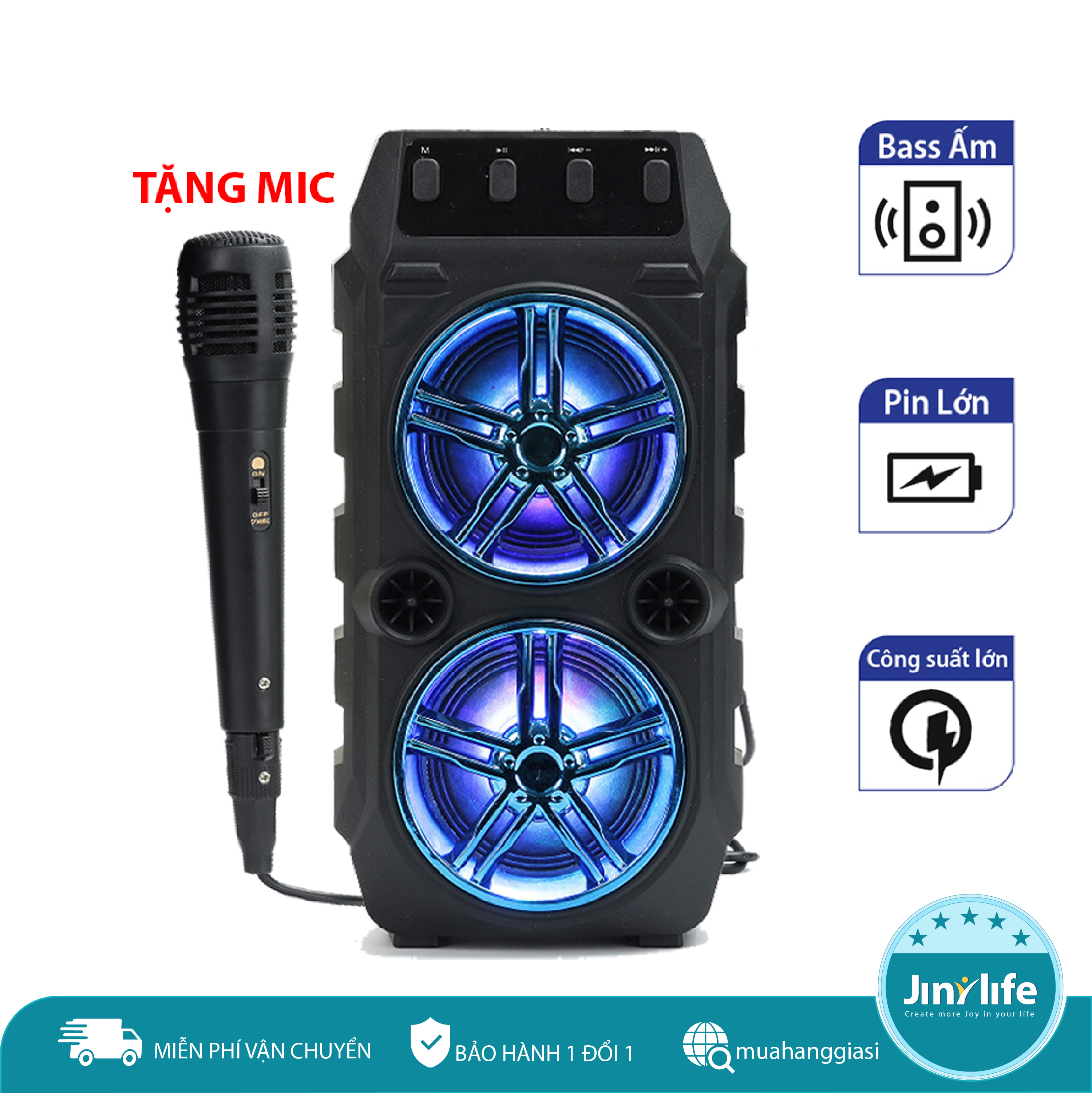 Loa Kẹo Kéo Có Mic Hát Karaoke Nghe Nhạc Bluetooth, cắm thẻ nhớ, nghe đài FM