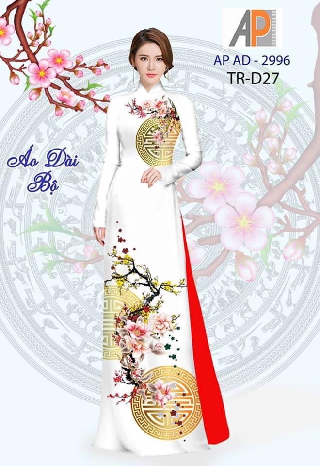 Vải may áo dài in 3D họa tiết Hoa Tết sang trọng