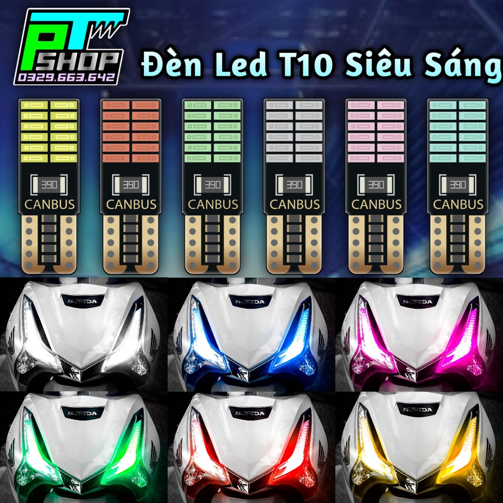 Đèn led t10 siêu sáng gắn demi, đồng hồ, xinhan xe future, rsx, wave 110