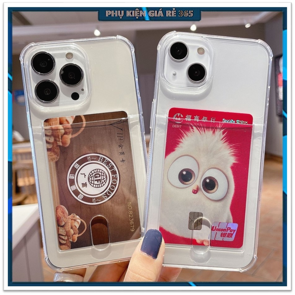 Ốp trong suốt kèm khe đựng thẻ cho iphone 5/5s, 6/6s, 6 plus/6s plus, 7/8/se 2020, 7 plus/8 plus