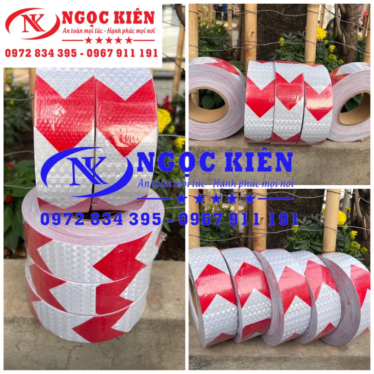 Decan phản quang dán-cuộn phản quang mũi tên trắng đỏ