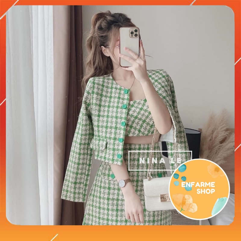 Set 3 món chất nỉ dạ phong cách hàn quốc siêu xinh - enfarme shop - Set đồ nữ, Set đồ nữ style hàn quốc, Set váy