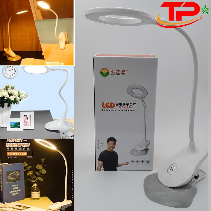 Đèn LED Để Bàn - Đế Kẹp Có Sạc Tích Điện MZX-859 - 3 chế độ sáng, bảo vệ mắt, nút cảm ứng, tiện dụng .