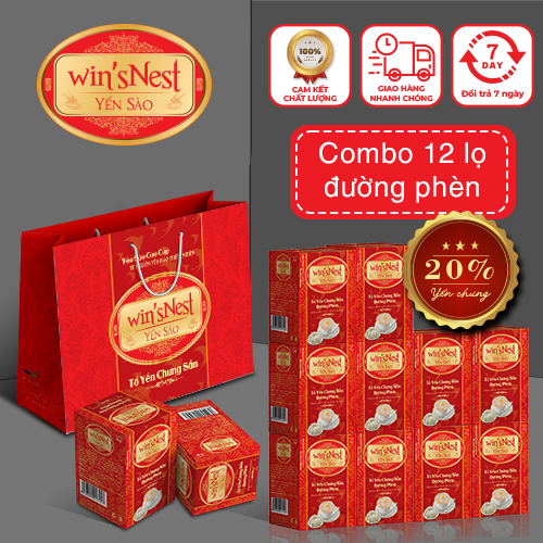 Combo 12 Lọ lẻ (20%) Yến sào win'sNest tổ yến chưng sẵn đường phèn (70 ml/ lọ)