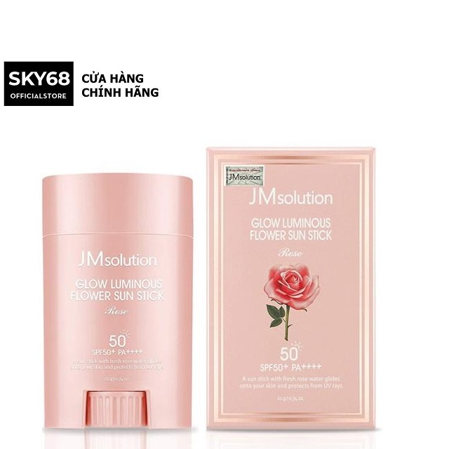 Thỏi Chống Nắng Dạng Thạch Làm Sáng Da, Dưỡng Ẩm Chiết Xuất Hoa Hồng JMsolution Glow Luminous Flower Light Sun Stick 21g