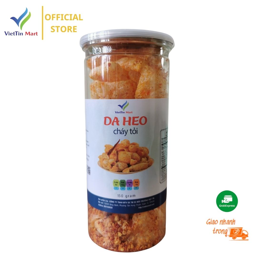 150g Da heo cháy tỏi giòn ngon lon pet