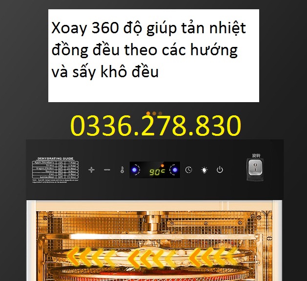 Máy sấy khô thực phẩm 12 khay tròn xoay tự động - Tăng hiệu quả và chất lượng sấy khô. Công suất 1000w