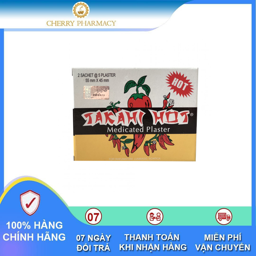 Cherry pharmacy: miếng dán giảm đau trái ớt takahi hot giảm đau nhanh chóng và hiệu quả hộp 2 gói x 5 miếng dán)