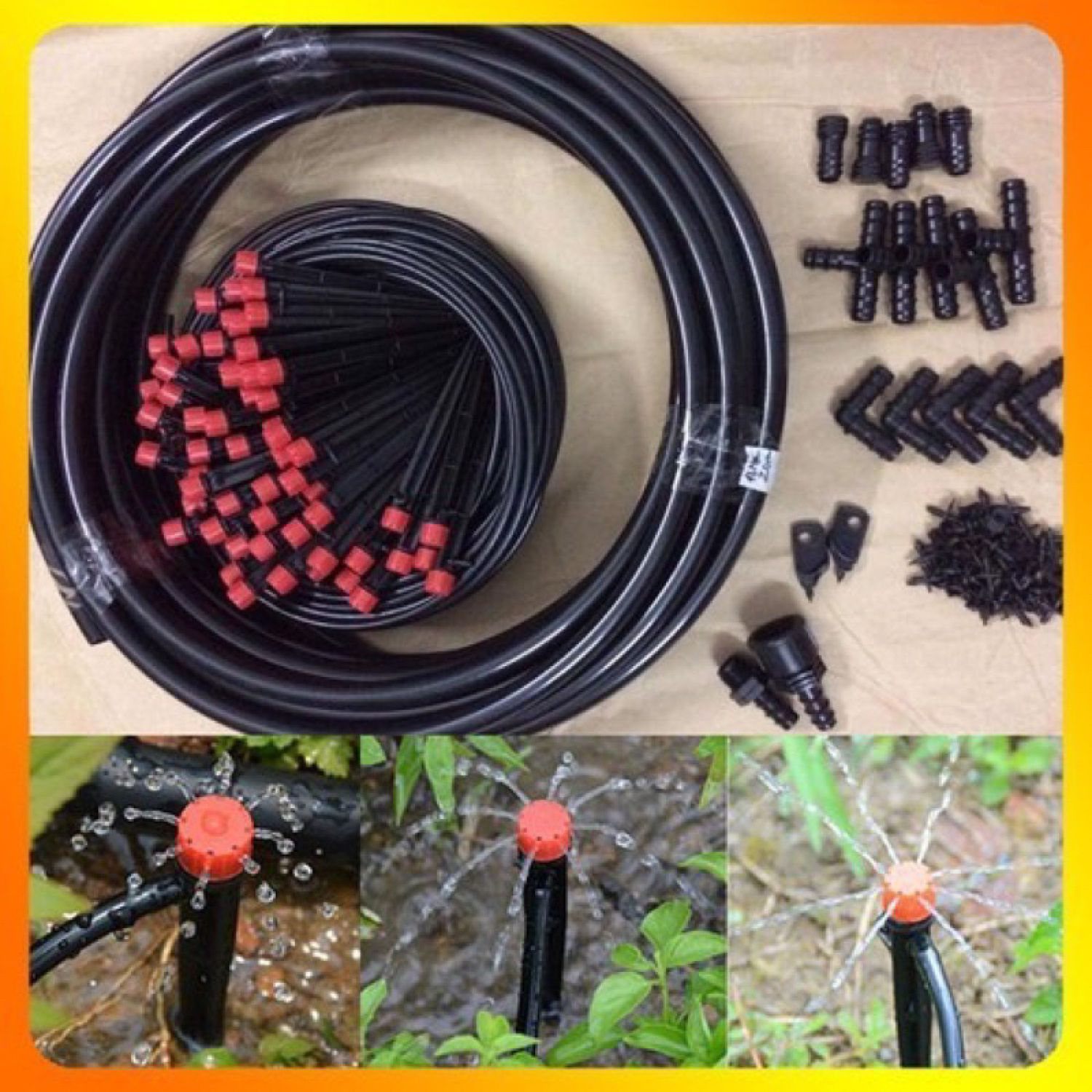 Bộ kit tưới 70 cây cắm 8 tia nhỏ giọt