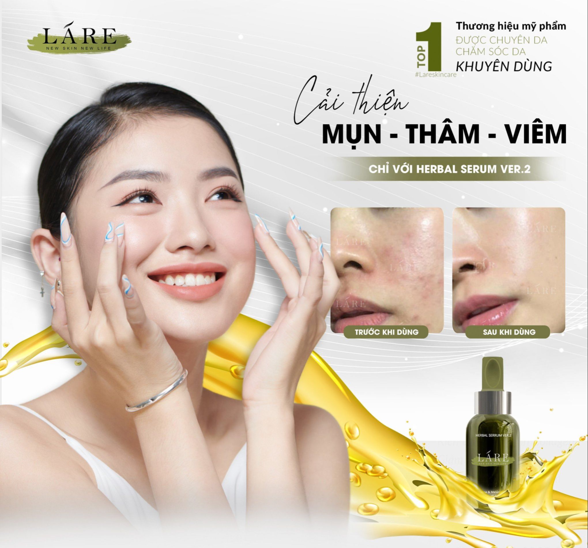 Serum mờ thâm phục hồi trẻ hóa làn da ver.2 láre 50ml - serum ngừa nám sạm, giảm tàn nhang, giúp da sáng mịn