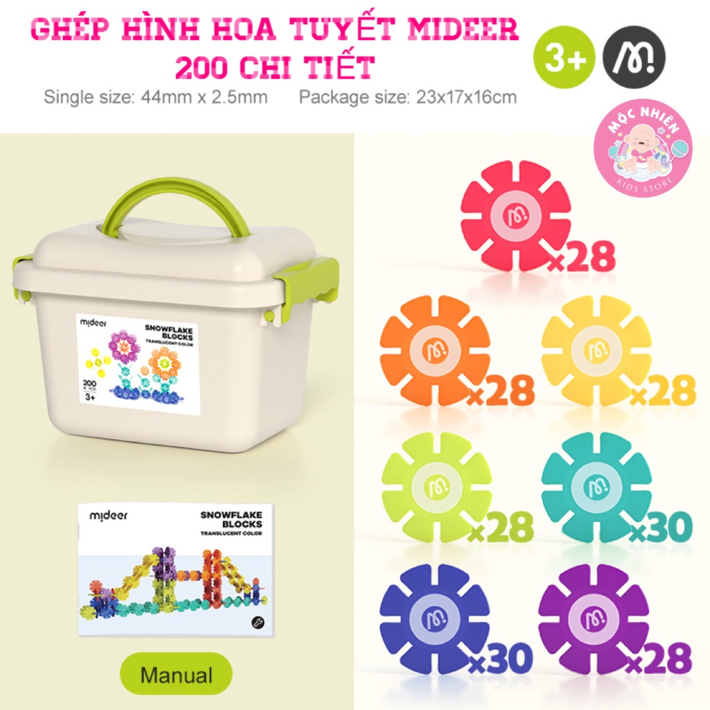 Bộ đồ chơi lắp ghép hoa tuyết chính hãng Mideer - Snowflake Blocks MD1212