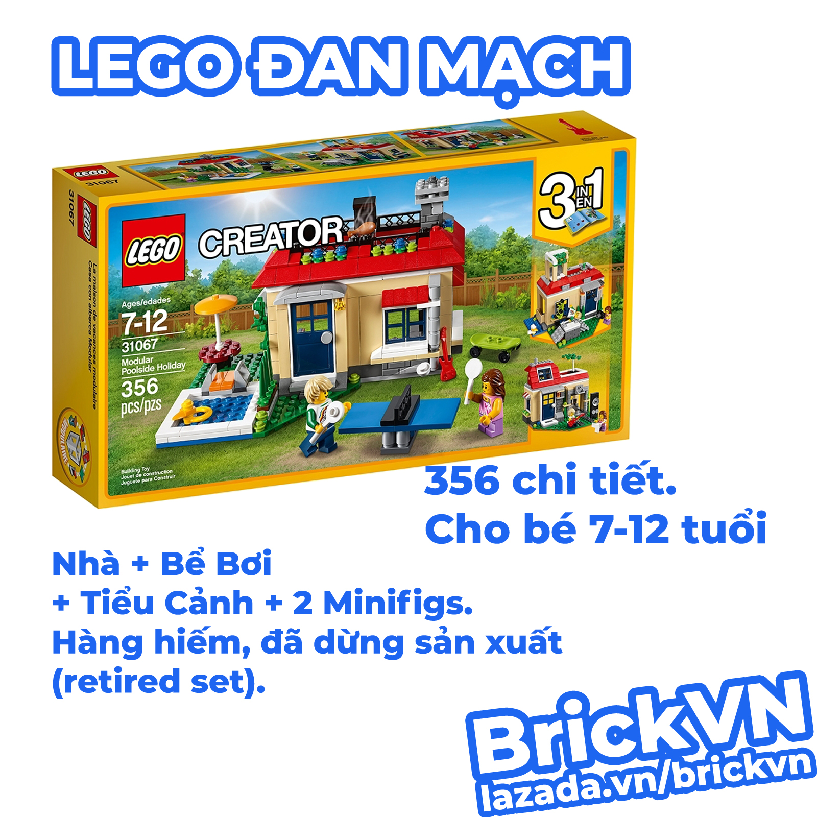 Đồ chơi lắp ráp lego creator 31067 ngôi nhà nghỉ dưỡng bể bơi