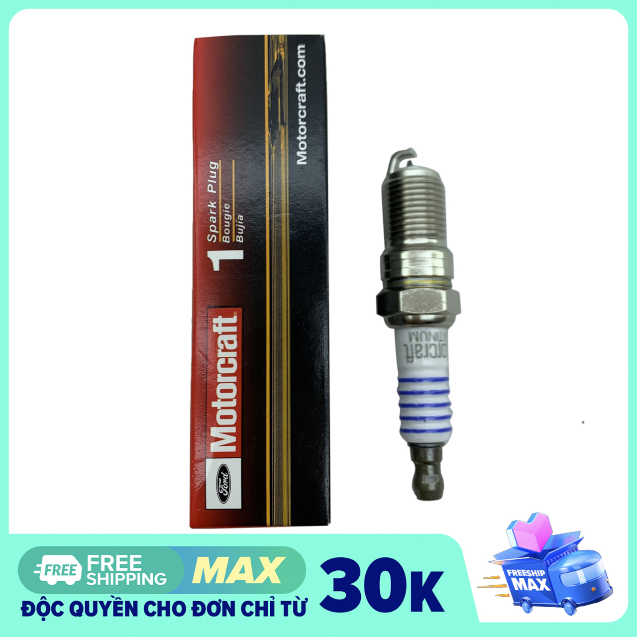 Bugi Motorcraft Platinum Ford chân ngắn (bảo hành 3 tháng)