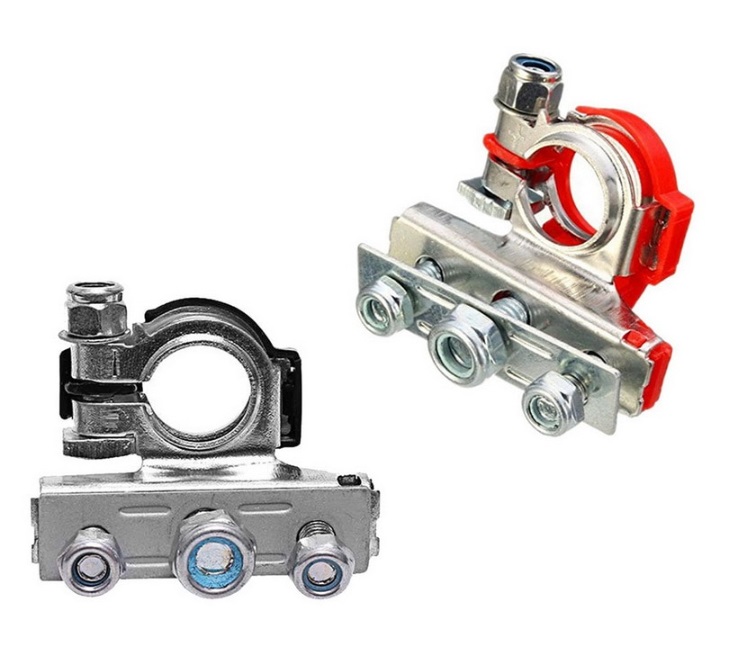 2 cái kẹp đầu cọc âm dương bình ắc quy xe hơi, xe tải, tàu thuyền, đầu đấu bình điện ắc quy xe ô tô dây 1 đầu kéo 3