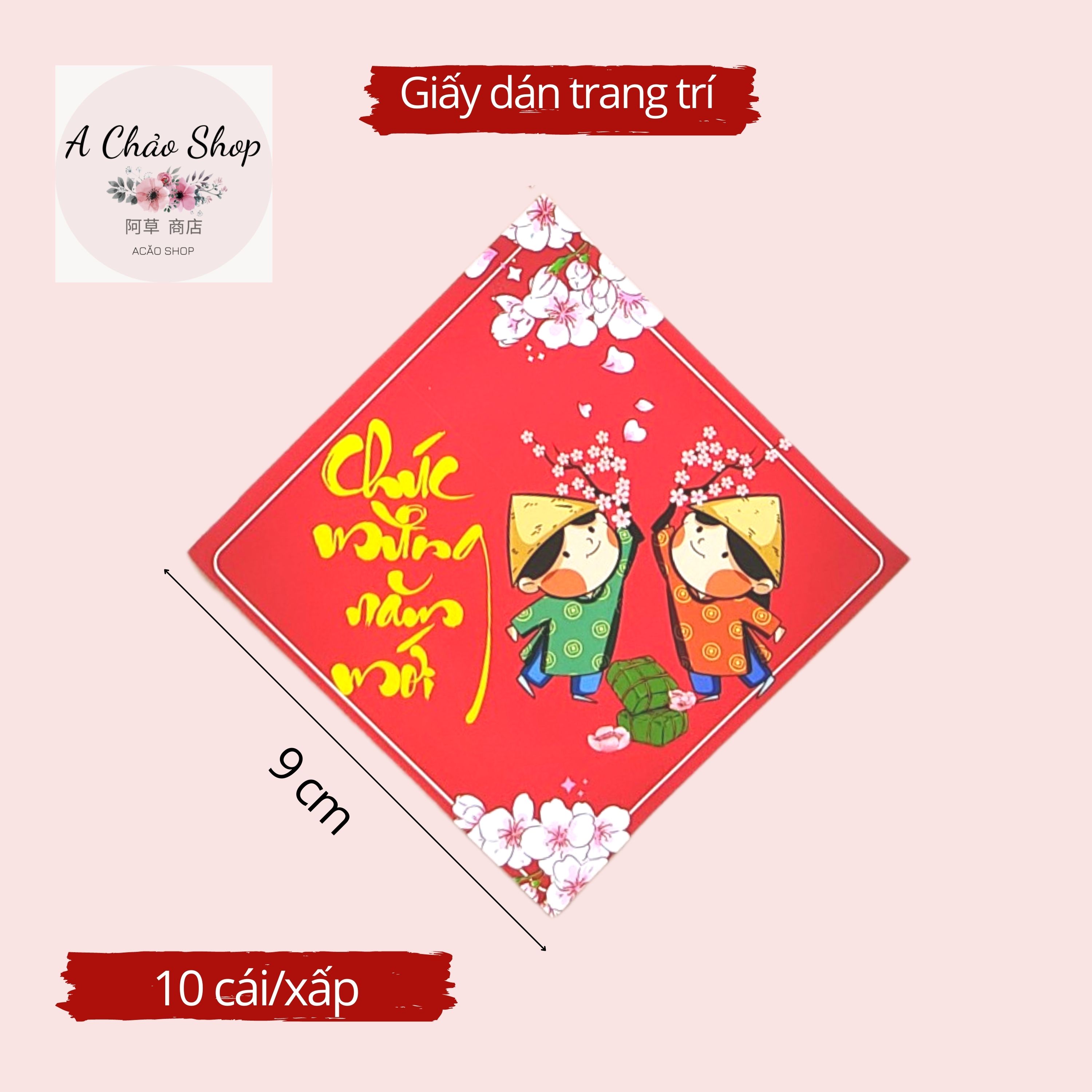 Home decoration for Lunar New Year - Tet 2023, Tet stickers 10 pcs pack