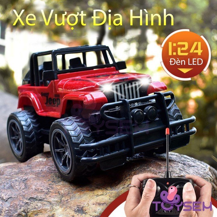 Xe địa hình điều khiển từ xa có đèn led, Xe jeep địa hình điều khiển bằng remote 4 kênh, xe mô hình đồ chơi, Quà tặng sinh nhật cho bé
