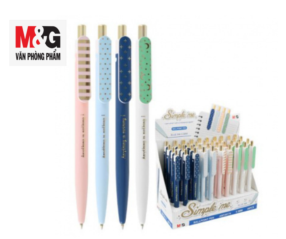 [HCM]Bút Bi Xanh (0.5mm) 40/1200 thân trơn có 4 màu  chữ Tiếng Anh ABP20174