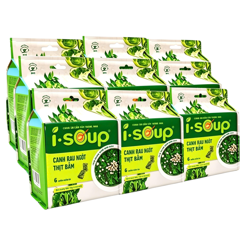 COMBO 9 Túi Canh Rau Ngót Thịt Bằm, viên Canh sấy thăng hoa ăn liền 3 phút