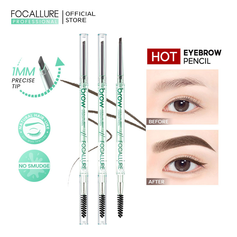 FOCALLURE Pro-slim Bút chì kẻ lông mày siêu mảnh 1MM Đầu vát như sợi tóc Không nhúc nhích Không vón cục Nét mịn Lâu trôi Không nhòe Đa dụng Chống gãy sắc tố cao