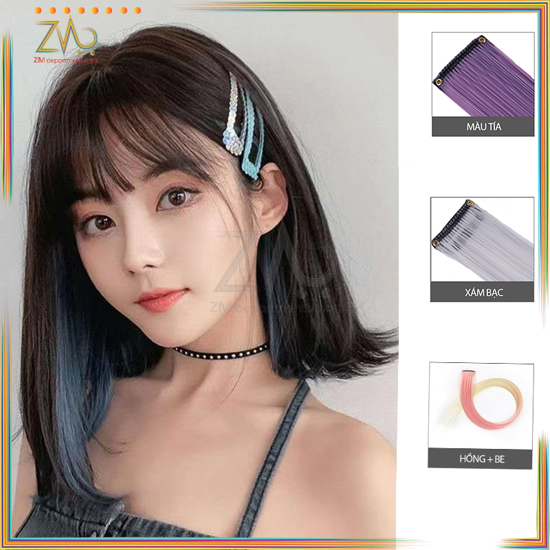 Tóc Giả Nối Dài Nhuộm,Tóc giả dài nhuộm,Màu Highlight,Thời Trang Cho Nữ