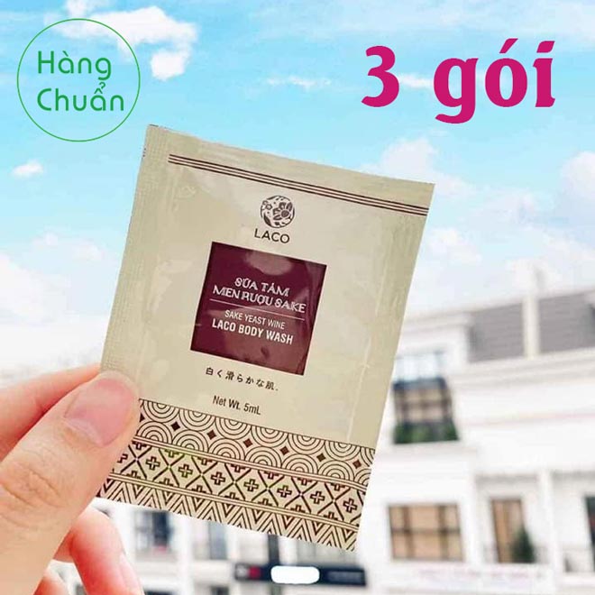 Hàng Chuẩn - 3 gói Sữa tắm men gạo Sa kê Laco - Sữa tắm trắng da thơm lâu - Sạch mịn làm mờ vết thâm