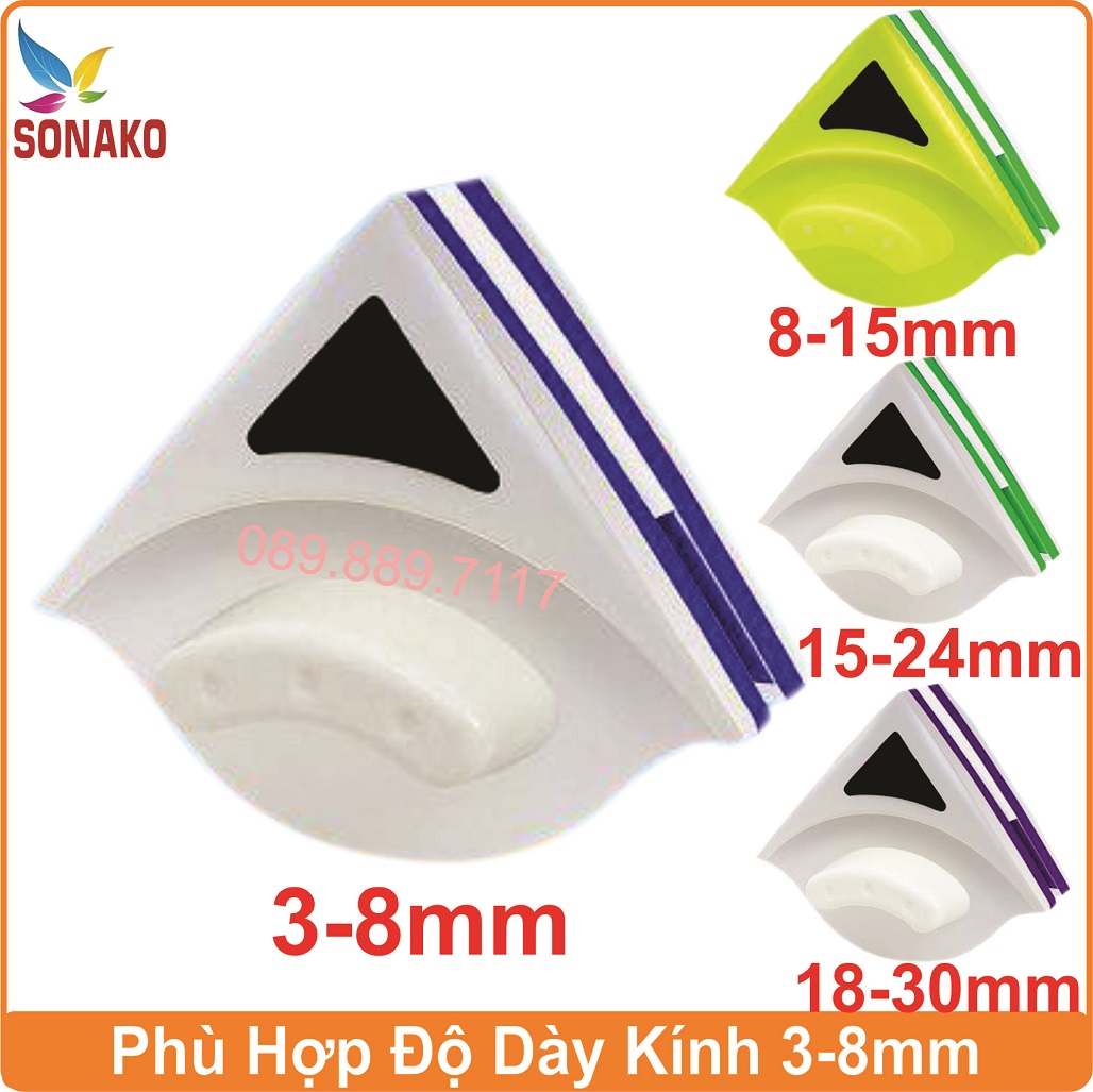 Dụng cụ lau kính 2 mặt, lau kính 2 mặt nam châm, lau cửa kính 2 mặt, lau kính chung cư, lau kính mặt ngoài chung cư, Miếng Lau Kính 2 Mặt, Vệ Sinh Kính Nhà Cao Tầng - Sonako