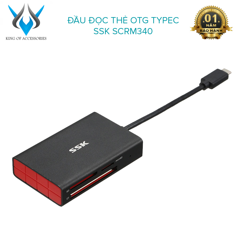 Đầu đọc thẻ nhớ typec 3.1 ssk scrm340 - đọc thẻ tf/sd/cf - nhất tín computer