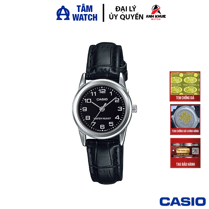 Đồng hồ nữ dây da casio standard chính hãng anh khuê ltp-v001l-1budf