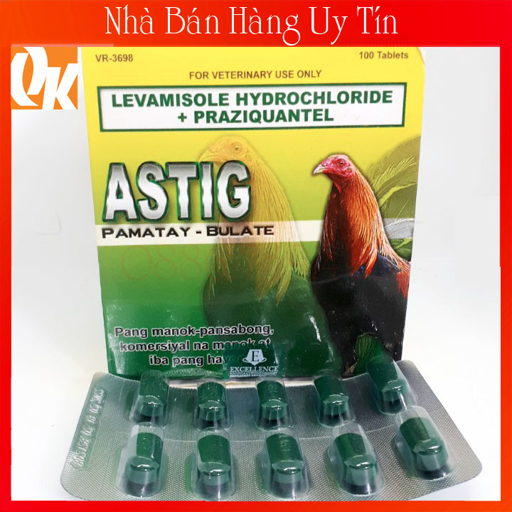 Astig Xổ Giun Gà Đá Vĩ 10 Viên-Tẩy Sạch Các Loại Giun Trên Gà Đá