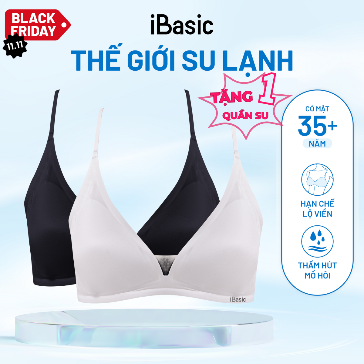 Áo ngực su không đường may iBasic phối lưới mút mỏng tam giác Bralette - BRAY103