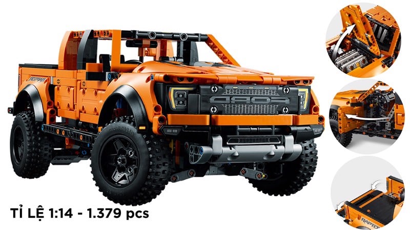 Mô hình xe ô tô lắp ghép Ford Raptor 2022 Technic 1379 pcs tỉ lệ 1:14 non lego LG009