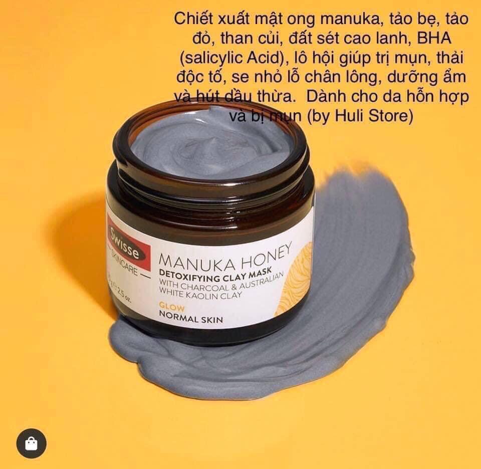 Mặt nạ mật ong đất sét Swisse Manuka Honey Detoxifying Facial Mask 70g mẫu mới nhất