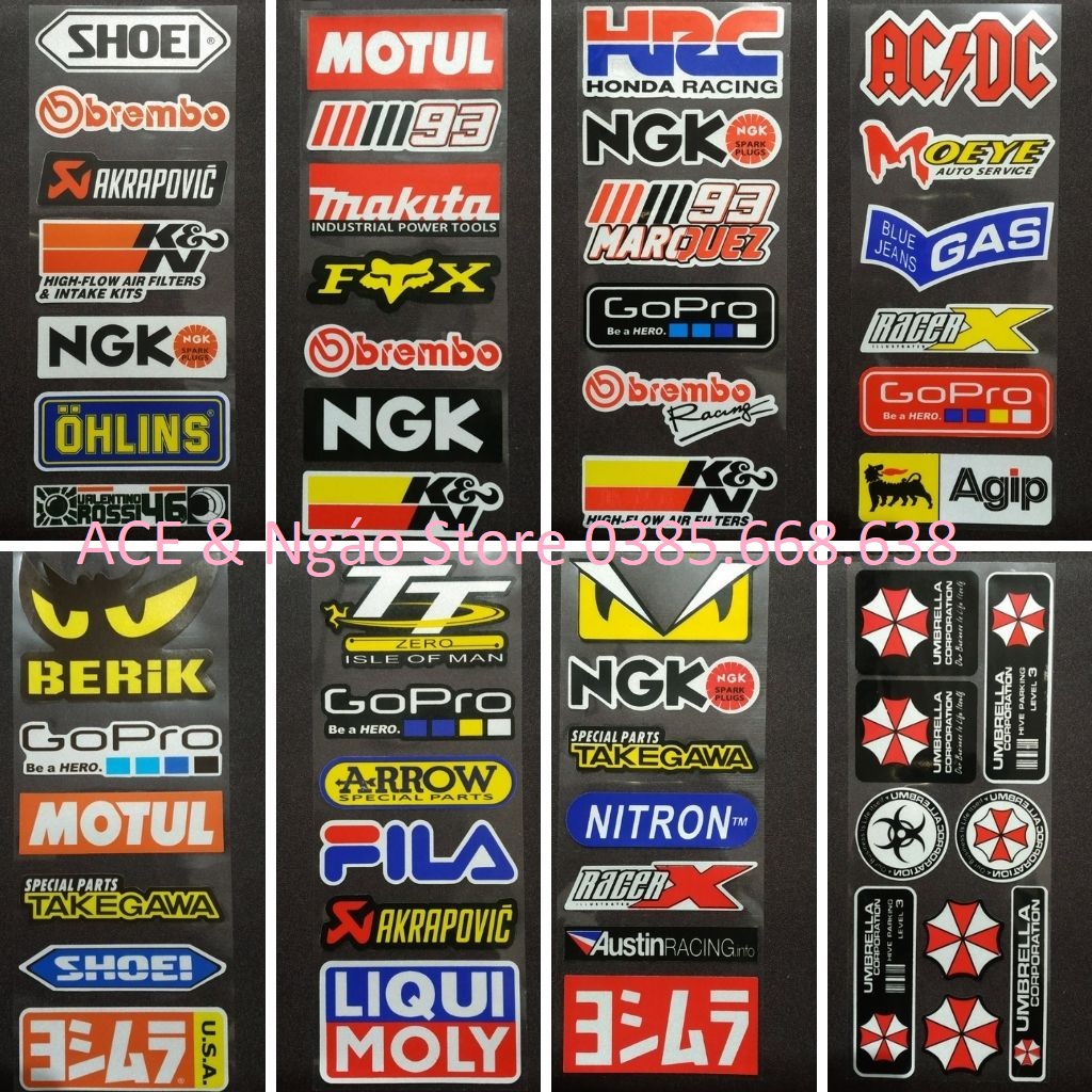 Tem dán xe vỉ 6 sticker full logo chống thấm nước [P1]