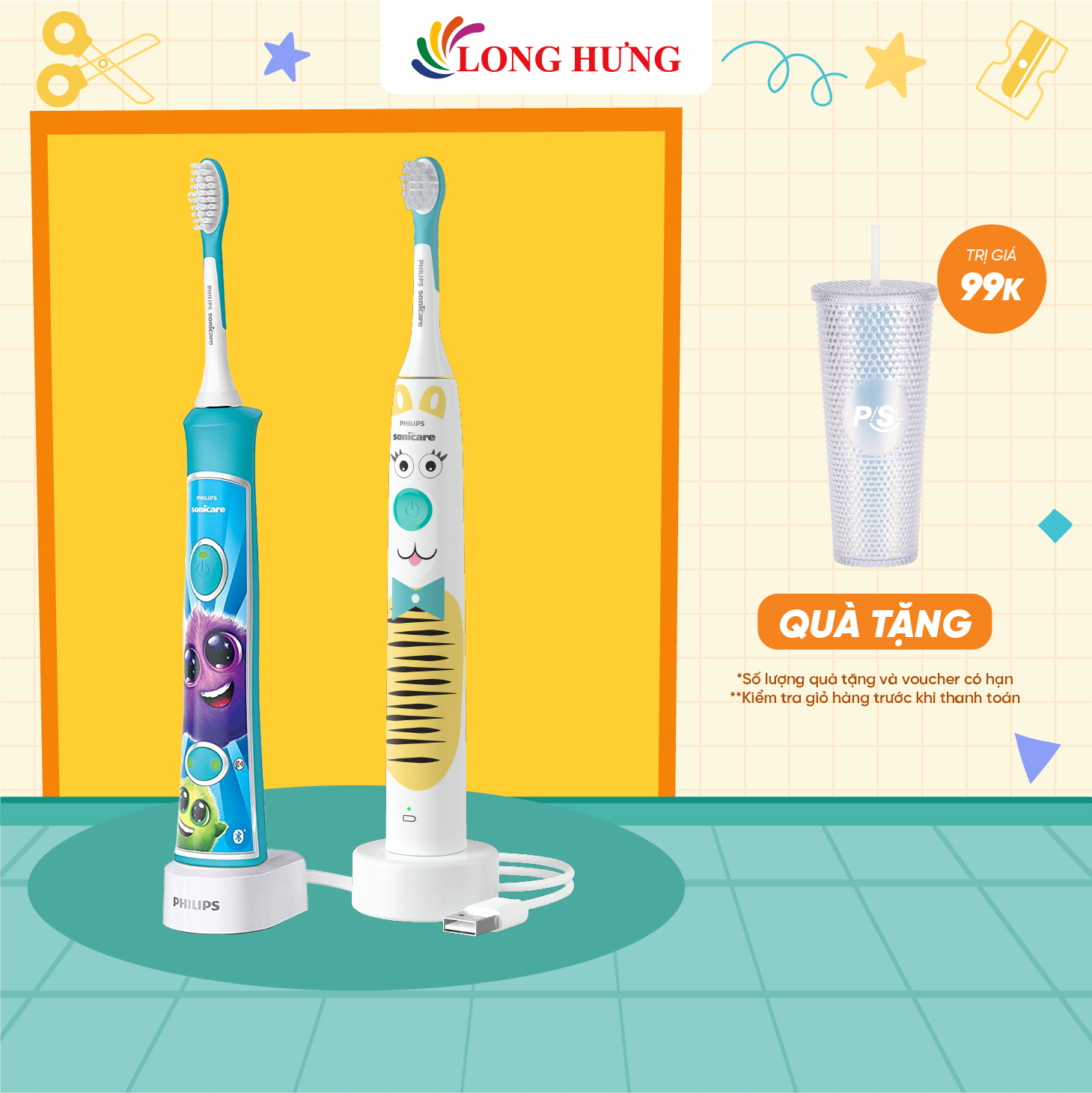 Bàn chải điện trẻ em Philips Sonicare For Kids 3+ - Thiết kế nhỏ gọn, đẹp mắt, dành cho trẻ từ 3 tuổi