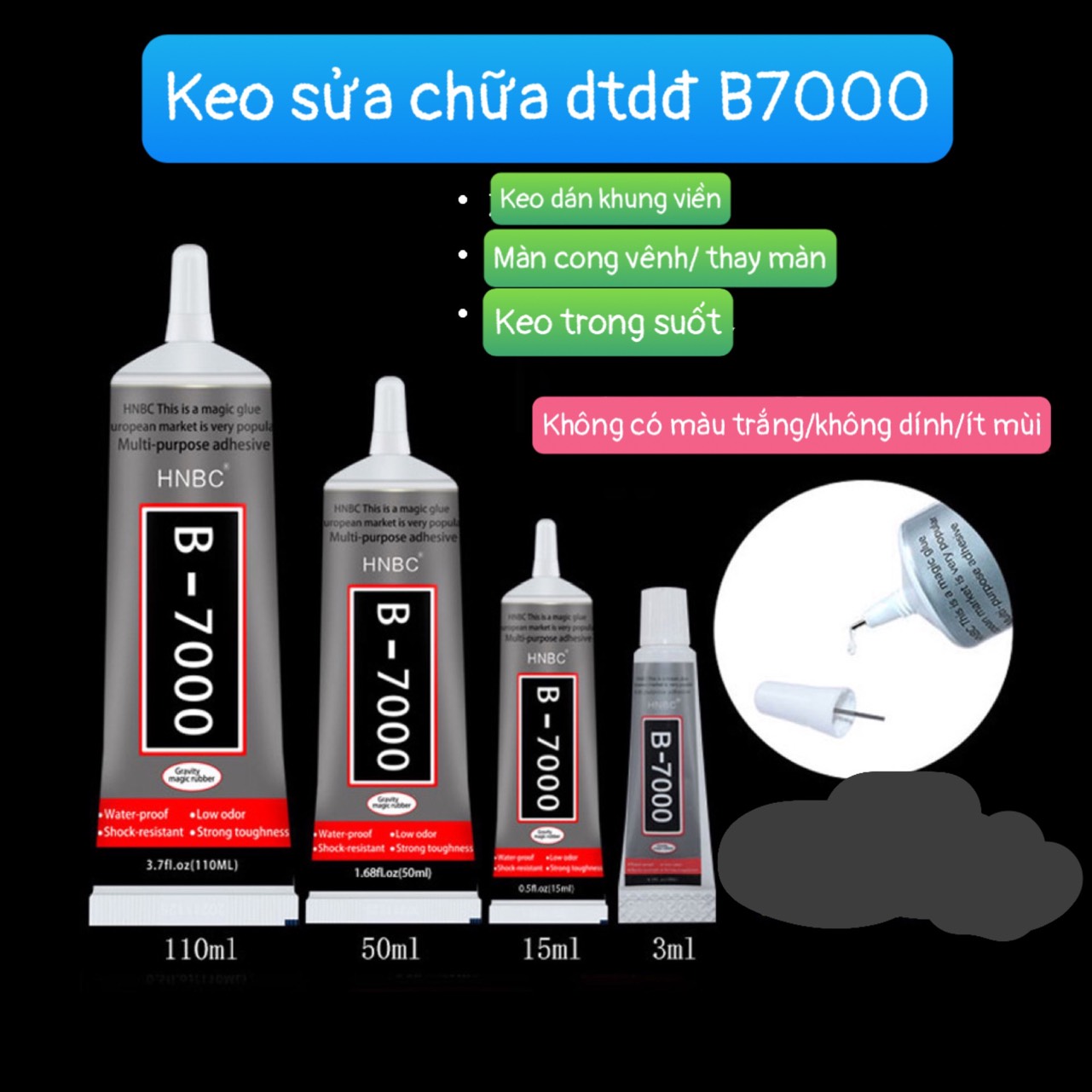 Keo dán ron, viền màn hình cảm ứng - dán thủ công mỹ nghệ b-7000