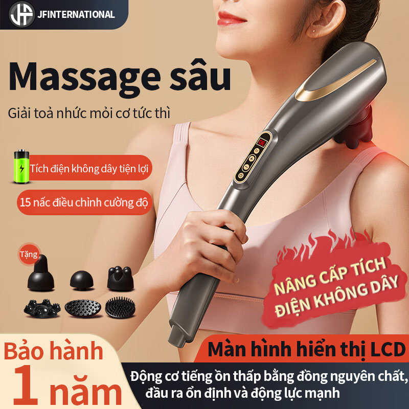 Máy massage cầm tay,máy đấm lưng massage cầm tay sạc pin không dây 6 đầu phiên bản,bảo hành 12 tháng